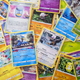 A big pile of Pokemon cards.